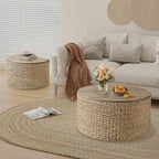 Nesting Coffee Table Set of 2, Rustic Crate and Barrel Coffee Table, Hand-Woven - Image 6