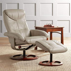 Benchmaster Newport Taupe Swivel Faux Leather Recliner Chair by Benchmaster