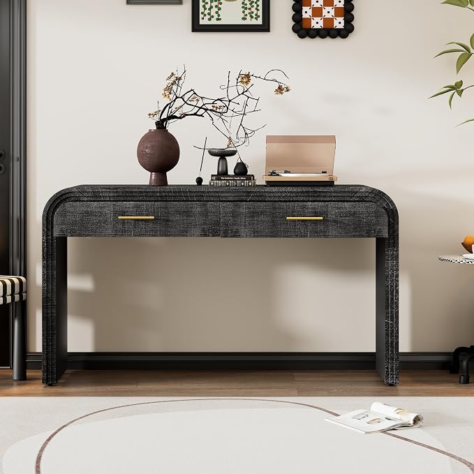 Console Table with 2 Top Drawers, Unique Retro Silhouette Console Table with by SIYSNKSI