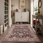 Area Rugs for Living Room, 4x6 Washable Rugs for Bedroom, Non-Slip Retro Floral - Image 5