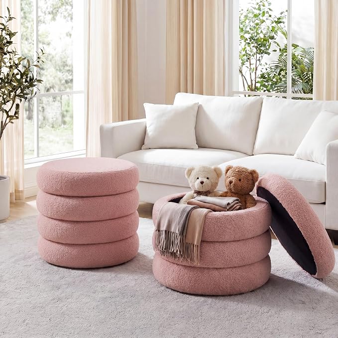 Flouki Round Ottoman Set of 2, Ottomans by Flouki