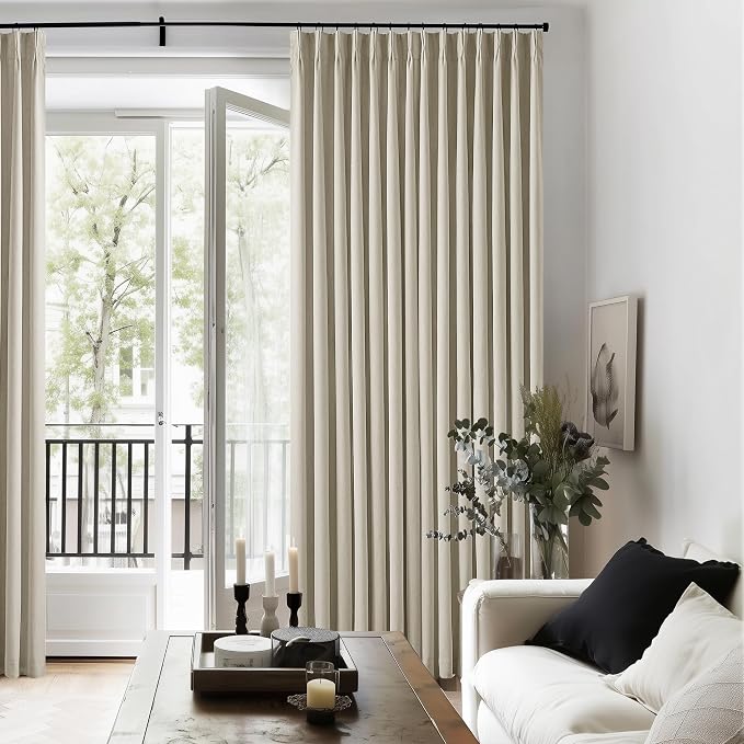 Burlywood Birch Blackout Pleated Linen Curtains 108 Inches Long 2 Panels | - Image 7