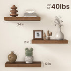 Fun Memories 12 Inch Deep Floating Shelf, 24 x 12 Rustic Wood Wall Shelf - Image 3