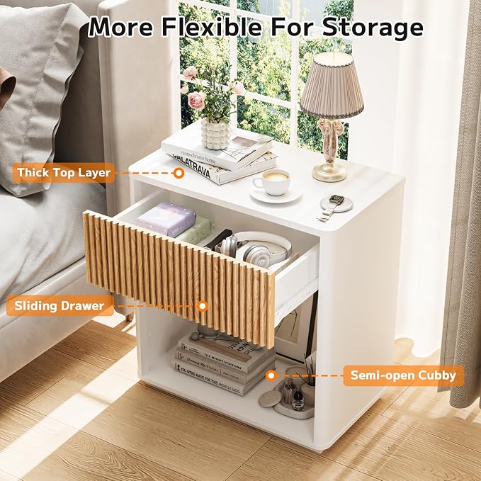 Modern Fluted Nightstand Set of 2 - Image 5