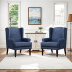 HUIMO Printed Wingback Accent Chair, Linen Upholstered High Back Armchair by HUIMO