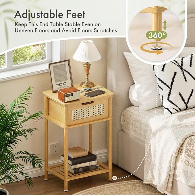 Bamboo Nightstand, Boho Side Table - Image 4
