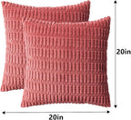Pack of 2 Corduroy Decorative Throw Pillow Covers 20x20 Inch, Cranberry Red | - Image 7