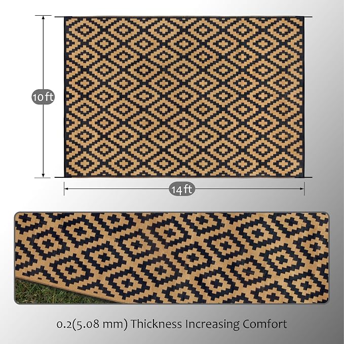 SAND MINE Reversible Mats, Plastic Straw Rug, Modern Area Rug, Large Floor Mat - Image 2