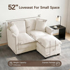 Loveseat Sofa with Ottoman, Comfy Chenille Small Couch - Image 2