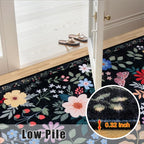 PLHXFR Area Rug 9x12 Living Room: Floral Washable Boho Soft Carpet Black | - Image 8