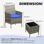 GarveeLife 3-Piece Patio Furniture Set, Rattan Outdoor Furniture - Image 2