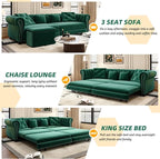 89" Velvet Pull Out Couch Bed - Image 3