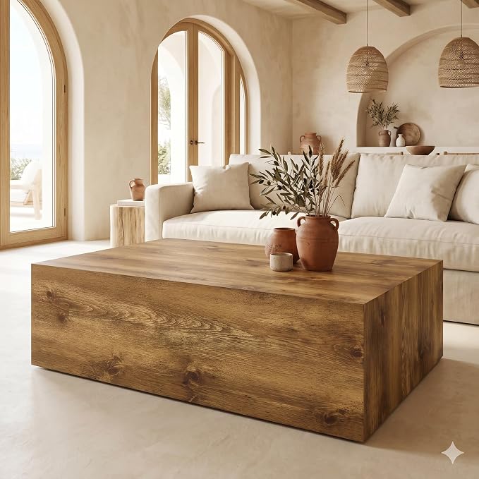 Coffee Table Living Room Table, Faux Marble Coffee Tables, Modern Wood Coffee by BAOPIN