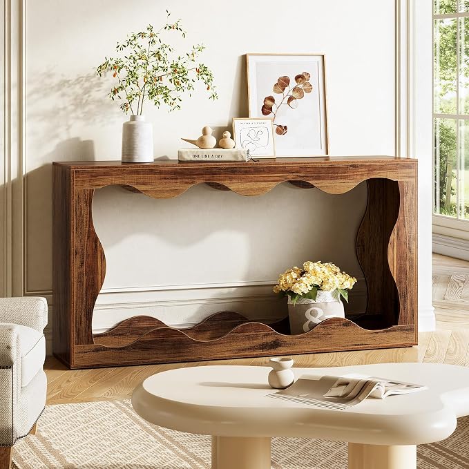 LITTLE TREE 63-Inch Entryway Table, Chic Design, Farmhouse Sofa Table Behind - Image 2