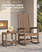 KINGYES Oversized Outdoor Rocking Chair Set of 2, All-Weather Patio Rocking - Image 9