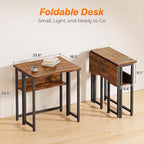 Huuger Folding Desk with Storage Shelf, 23.6 Inch Foldable Computer Table - Image 2