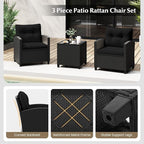 Tangkula 3 Piece Patio Furniture Set, Rattan Conversation Set w/Soft Seat & - Image 4
