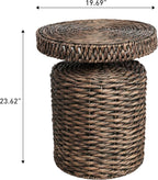 JONATHAN Y Marisol 24" Round Brown Woven Water Hyacinth Side Table - Image 3