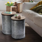 Rustic Storage Ottoman Seat Stool, Farmhouse Accent Side Table, Antique - Image 4