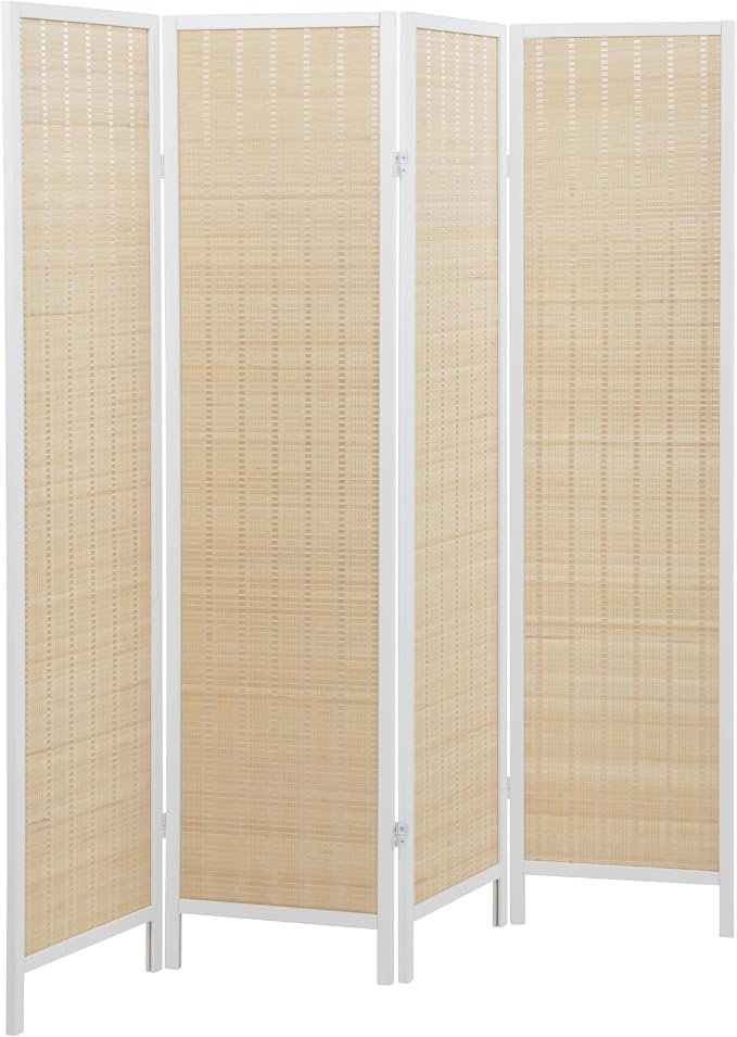 Roundhill Furniture Inkwell 4-Panel Bamboo Room Divider, Folding Portable - Image 9