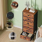 Furnulem Tall Dresser with 6 Drawers, Vertical End Table and Nightstand - Image 5