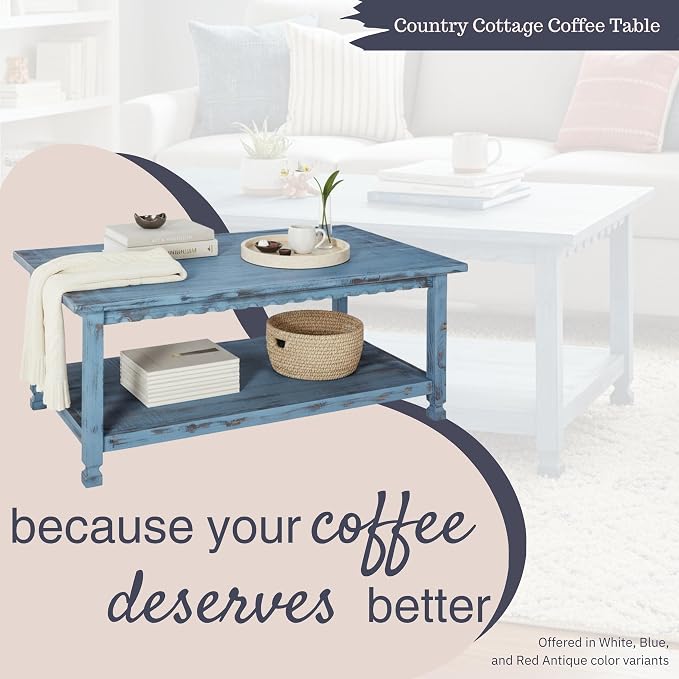 Rustic Rectangular Coffee Table, 42 in. W x 24 in. D x 18 in. H, Living Room - Image 4