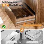 VINGLI Fluted Tall Dresser 5 Drawer Chest of Drawers, Walnut Wood Dresser - Image 5