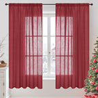 BGment Burgundy Linen Curtains 63 Inches Long by BGment