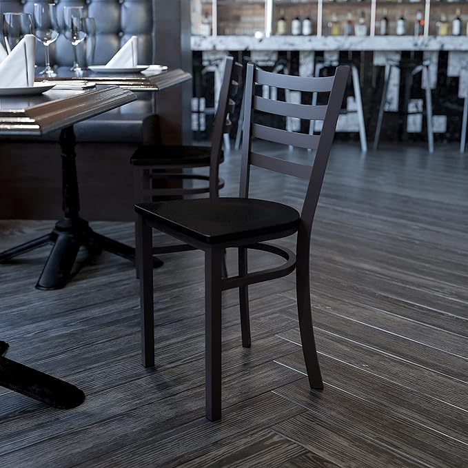 Flash Furniture HERCULES Series Black Ladder Back Metal Restaurant Chair - Image 2