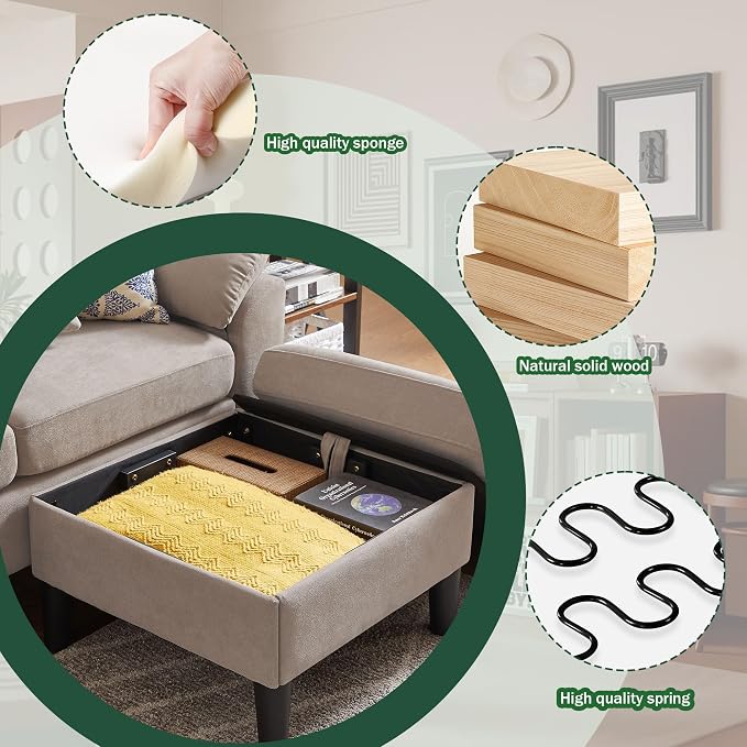 79" Convertible Sectional Sofa Set, Modern Linen Small L Shaped Couch - Image 7
