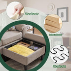 79" Convertible Sectional Sofa Set, Modern Linen Small L Shaped Couch - Image 7