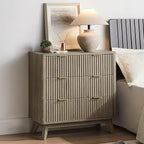 T4TREAM Fluted 3 Drawers Nightstand, Oversized Extra Large Modern Side Table by T4TREAMFurniture