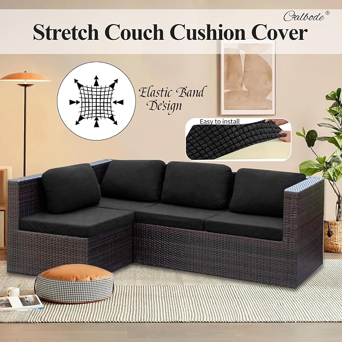 CALBODE 8Pcs Outdoor Stretch Cushion Covers, Waterproof Outdoor Chair Cushion - Image 7