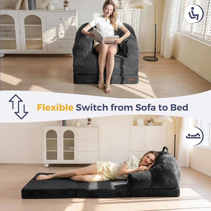 MAXYOYO Folding Sofa Bed with Backrest, Boneless Fold Out Couch Bed with Handle - Image 3