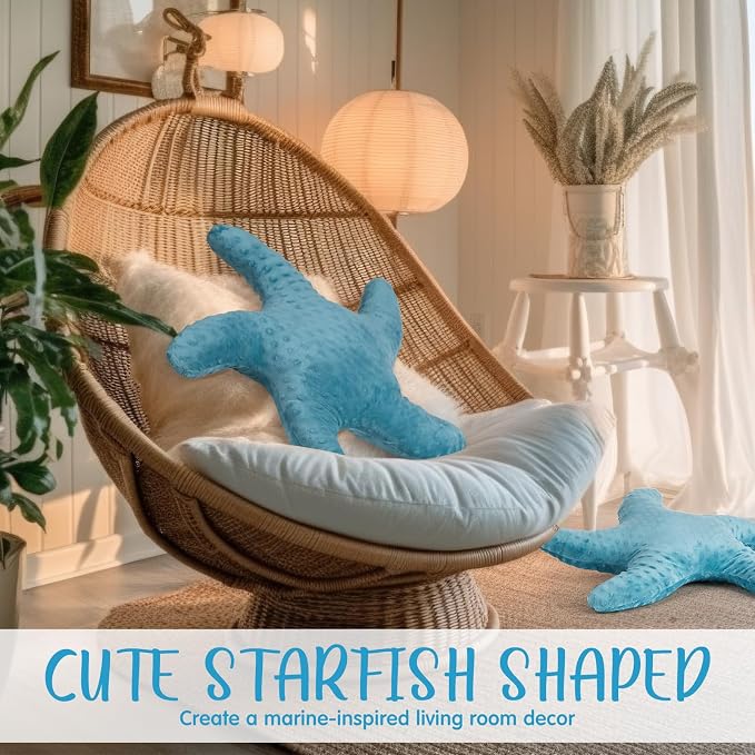 Fumete Starfish Pillow Beach Starfish Shaped Throw Pillows 20'' Stuffed Animal - Image 6
