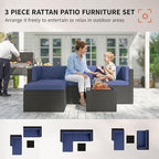 Outsunny 3 Piece Patio Furniture Set, Wicker Rattan Outdoor Patio Conversation - Image 3