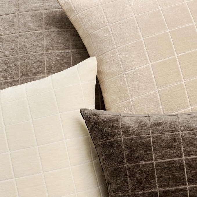 MIULEE Decorative Chenille Check Throw Pillow Covers Vintage Plaid Couch - Image 2