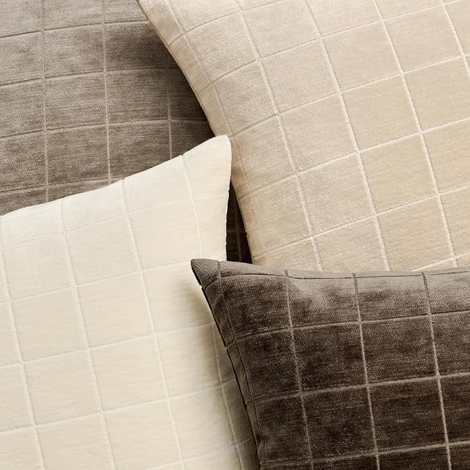 MIULEE Decorative Chenille Check Throw Pillow Covers Vintage Plaid Couch - Image 2