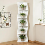 VECELO 6-Tier Compact Wave Corner Bookcase - Image 6