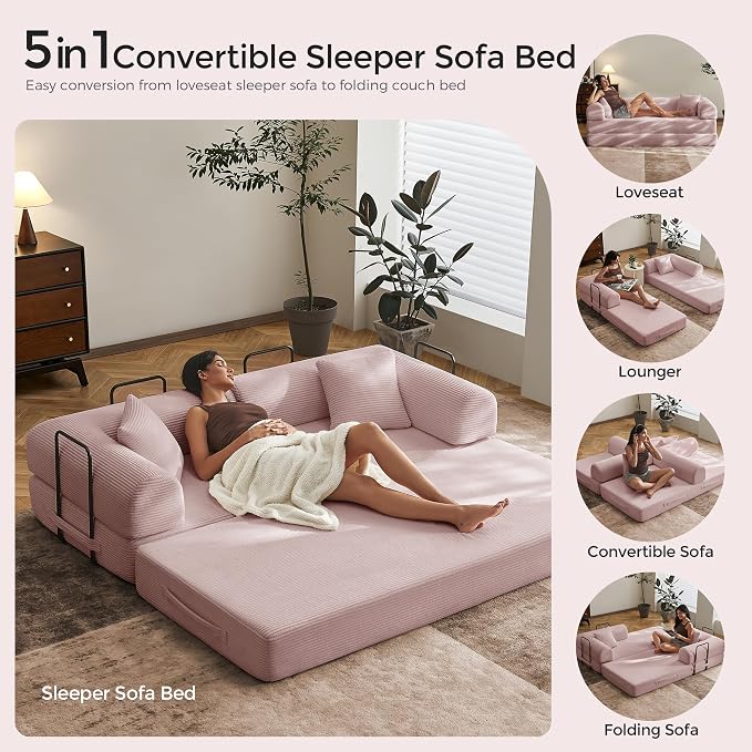 SAVENICA 79" Floor Sofa Bed Convertible, 5-in-1 Sleeper Sofa - Image 5