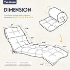 Waterproof Outdoor Chaise Lounge Chair Cushion 74.4 x 22 x 4.7 Inches Memory - Image 3