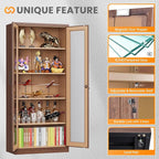 Locking Display Cabinet with Glass Door, 71”H Metal Curio Cabinets with - Image 7