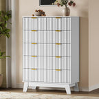 BORNOON 46" Tall Dresser for Bedroom, 6-Drawer Fluted Chest of Drawers - Image 3