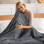 Exclusivo Mezcla Soft Waffle Fleece Bed Blanket Queen Size, Cozy Flannel - Image 2