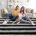 4x6 Black and Grey Fluffy Soft Area Rug Non-Slip - Image 2