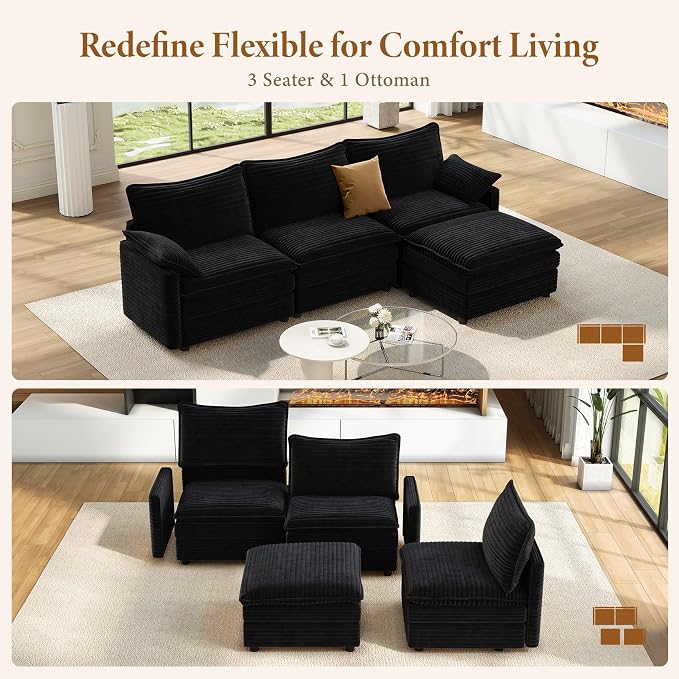Vesgantti 108" Modular Sectional Sofa, Comfy Cloud Couch - Image 7