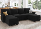 HONBAY Sectional Sofa with Storage Seat Velvet U Shaped Couch with Reversible - Image 5