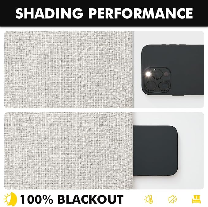 MIULEE 100% Blackout Linen Curtains 42 x 63 Inch Cream White 2 Panels | Thermal - Image 7