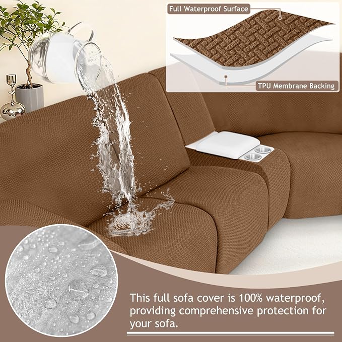 ALIECOM 100% Waterproof Recliner Sectional Couch Covers L Shape Stretch Corner - Image 4