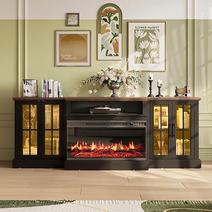 87" Farmhouse TV Stand with 36" Fireplace - Image 2